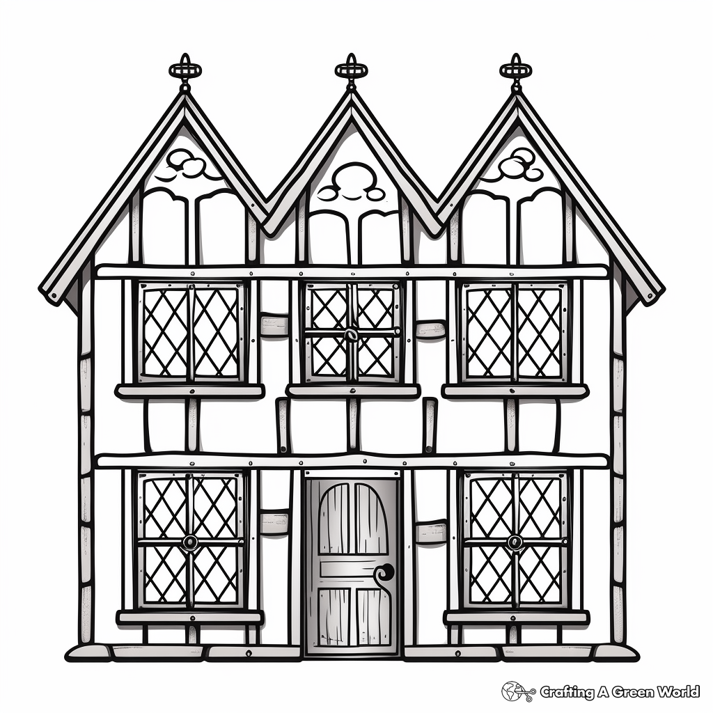 Historical Tudor Style Window Coloring Pages 2