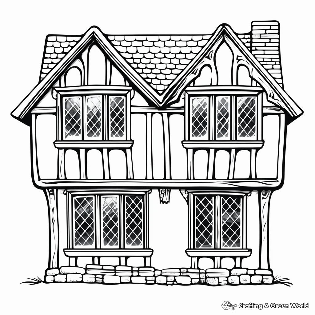 Historical Tudor Style Window Coloring Pages 4