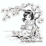 Iconic Japanese Cherry Blossom Coloring Pages 2