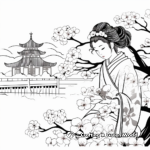 Iconic Japanese Cherry Blossom Coloring Pages 3