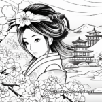 Iconic Japanese Cherry Blossom Coloring Pages 4