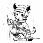 In Action: Cat Ninja Climbing Wall Coloring Pages 1