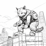 In Action: Cat Ninja Climbing Wall Coloring Pages 2