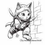 In Action: Cat Ninja Climbing Wall Coloring Pages 3