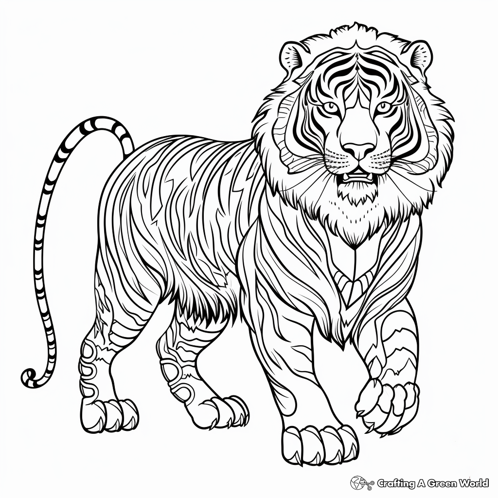 Indian Royal Bengal tiger: Indian Art Inspired Coloring Pages 1