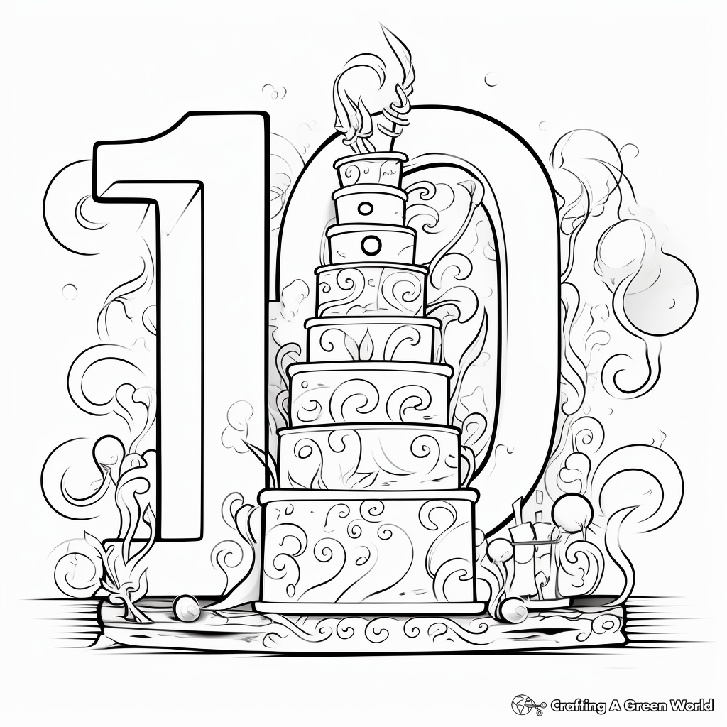 Happy 10th Birthday Coloring Pages Sketch Coloring Page