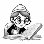 Intellectual Squid in Reading Glasses Coloring Pages 2