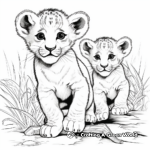 Interesting Lion Cubs Playing Coloring Pages 1