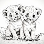 Interesting Lion Cubs Playing Coloring Pages 3
