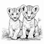 Interesting Lion Cubs Playing Coloring Pages 4