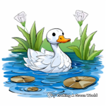 Interesting Paper Duck in a Pond Coloring Pages 1