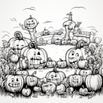 Intricate Autumn Pumpkin Patch Coloring Pages 1