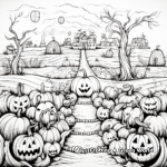 Intricate Autumn Pumpkin Patch Coloring Pages 2
