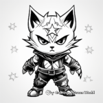 Intricate Cat Ninja with Ninja Stars Coloring Pages 2