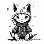 Intricate Cat Ninja with Ninja Stars Coloring Pages 3