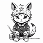 Intricate Cat Ninja with Ninja Stars Coloring Pages 4