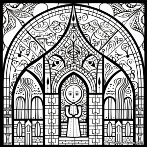 Intricate Church Window Coloring Pages 4