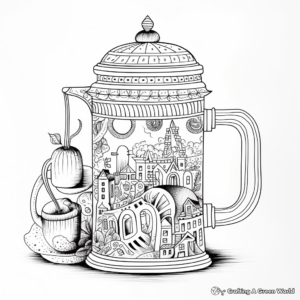 Intricate French Press Coloring Pages 1