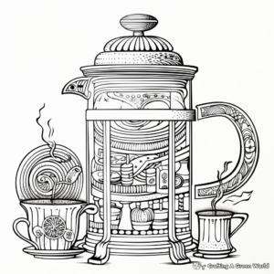 Intricate French Press Coloring Pages 2