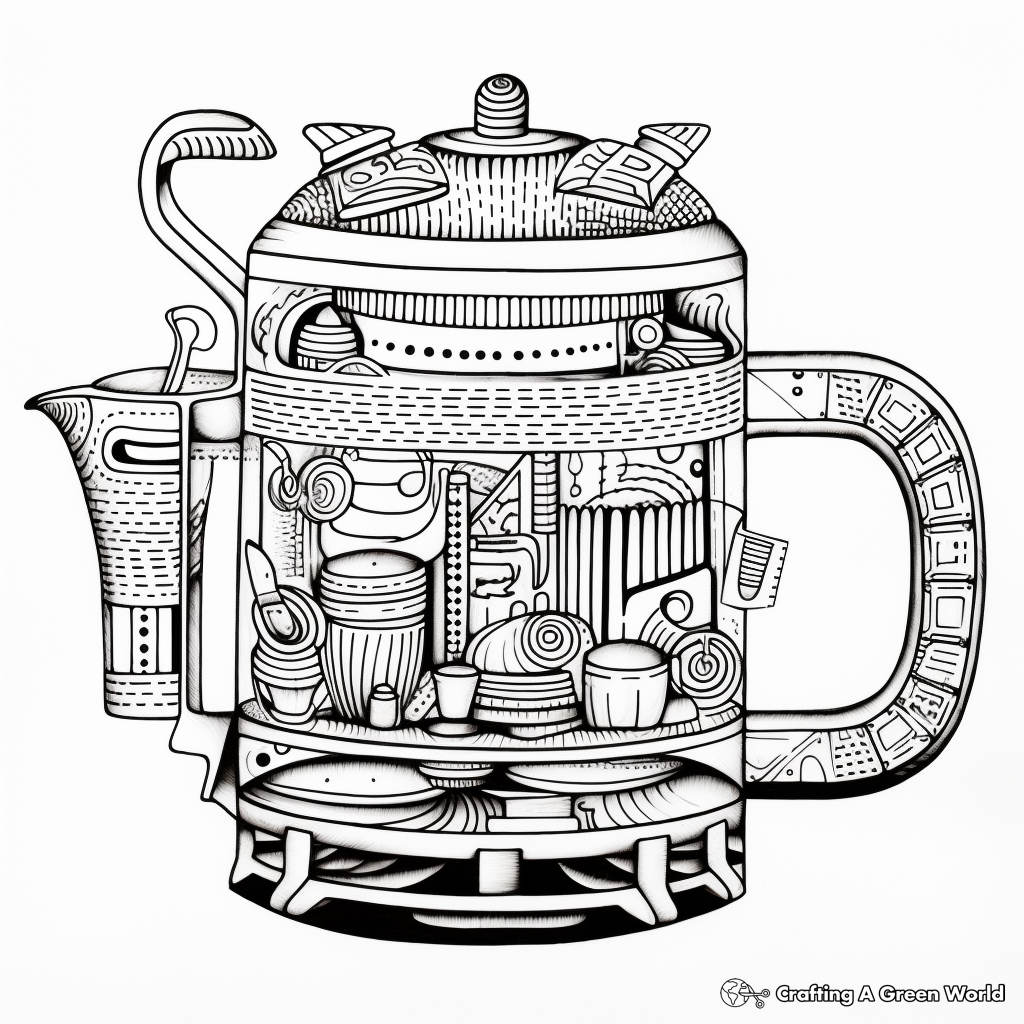 Intricate French Press Coloring Pages 3