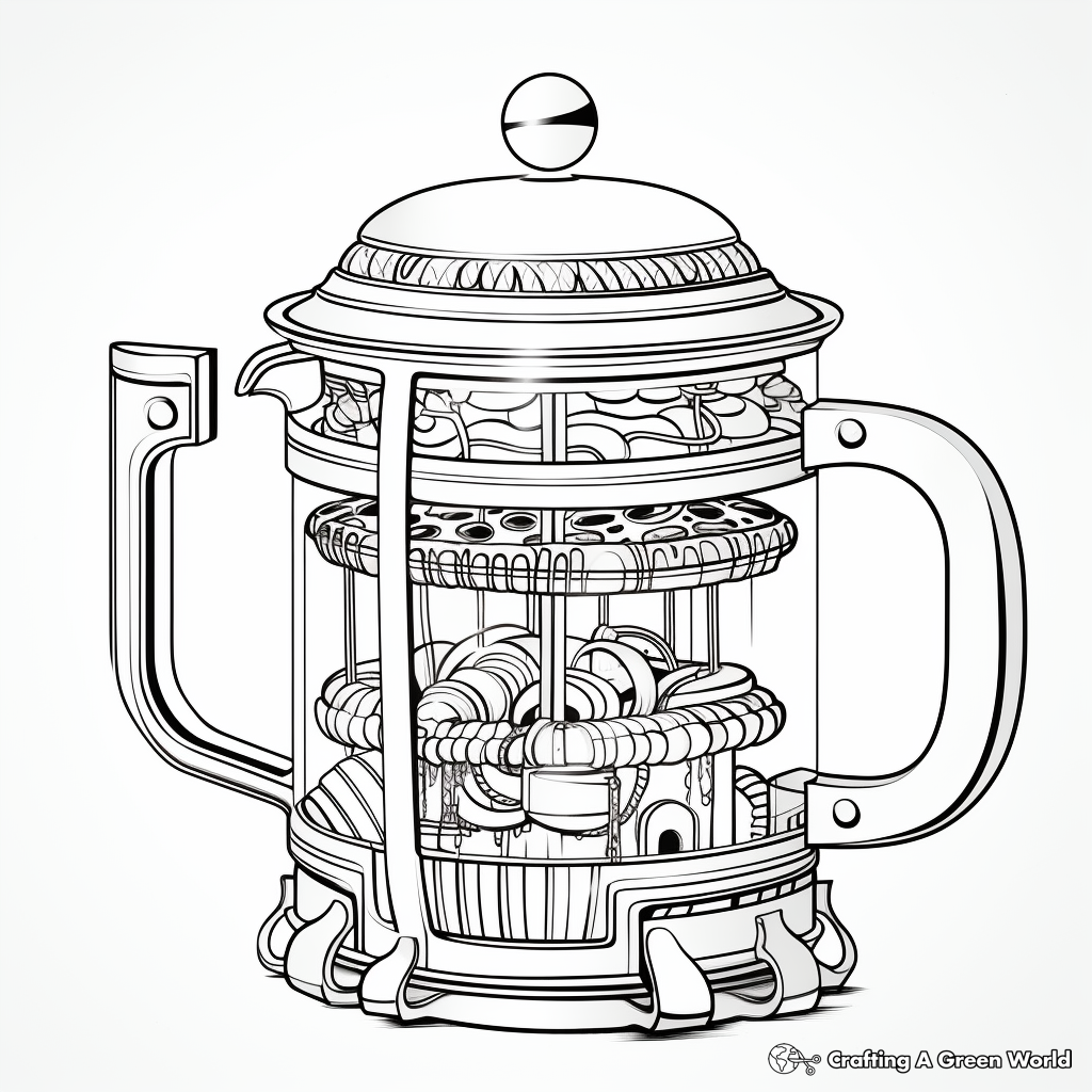 Intricate French Press Coloring Pages 4