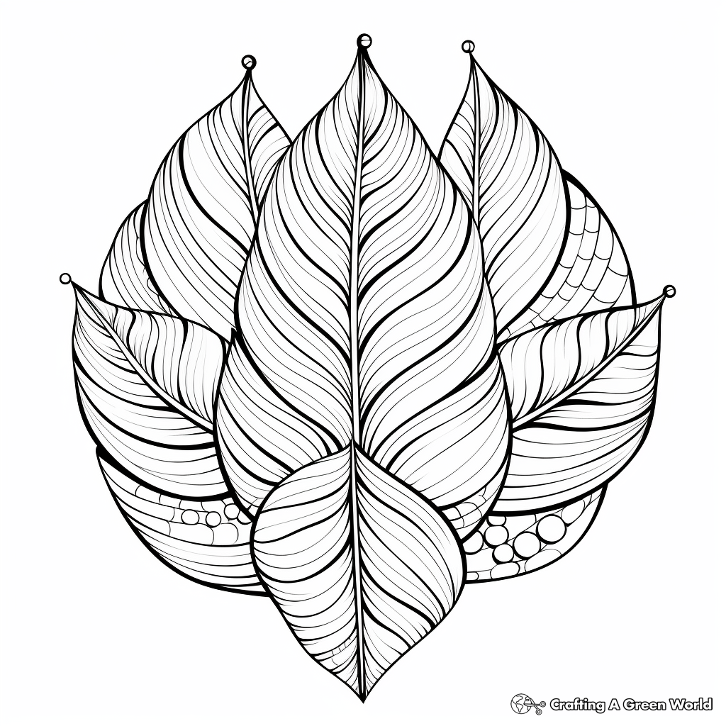 Intricate Leaf Pattern Coloring Pages for Adults 1