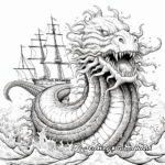 Intricate Leviathan Sea Monster Coloring Pages for Adults 1