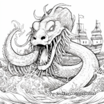 Intricate Leviathan Sea Monster Coloring Pages for Adults 4