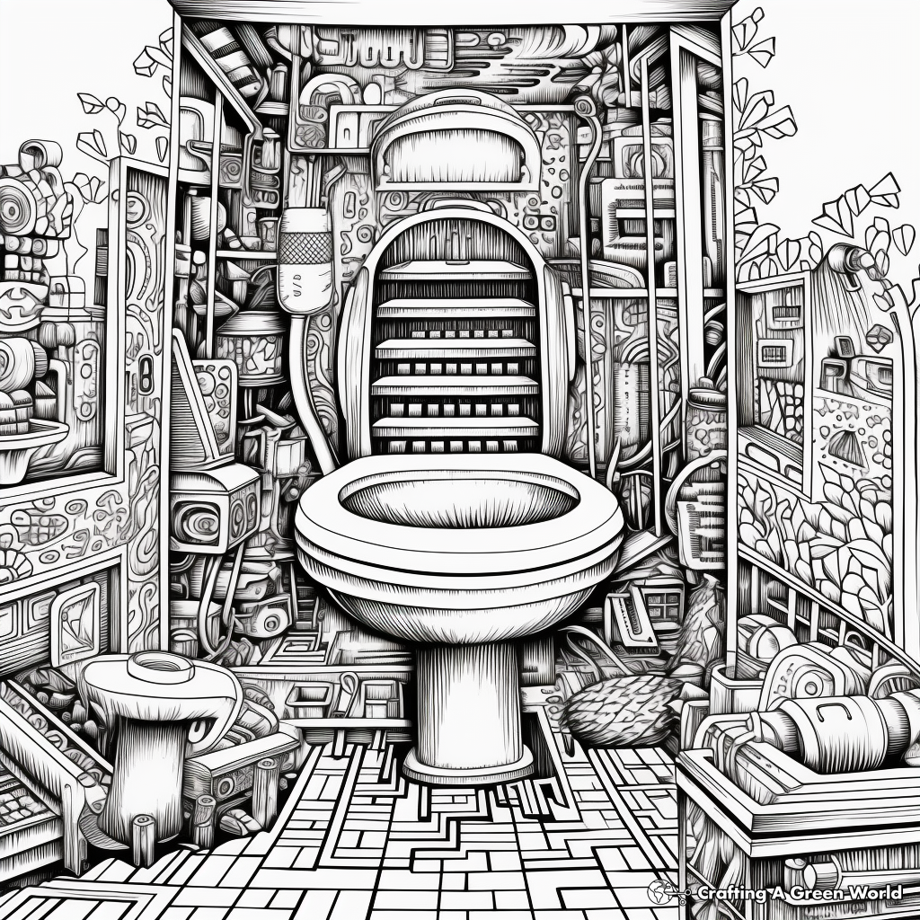 Intricate Toilet Coloring Pages for Adults 4