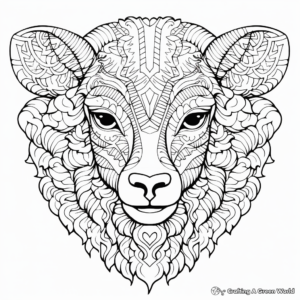 Intricate Woolly Sheep Head Coloring Pages 1