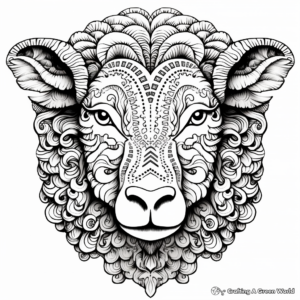 Intricate Woolly Sheep Head Coloring Pages 3