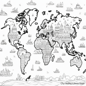 Intricate World Map Coloring Pages 3