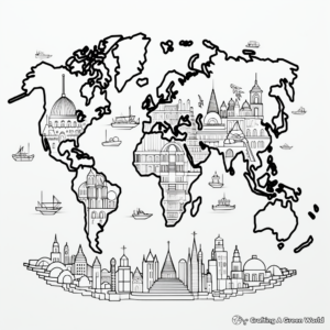 Intricate World Map Coloring Pages 4