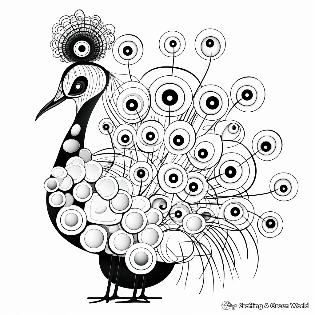 Japanese-inspired Peacock Coloring Pages 1