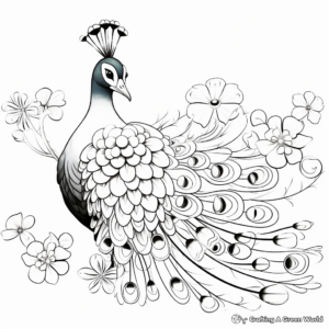 Japanese-inspired Peacock Coloring Pages 2