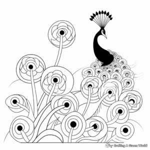 Japanese-inspired Peacock Coloring Pages 3