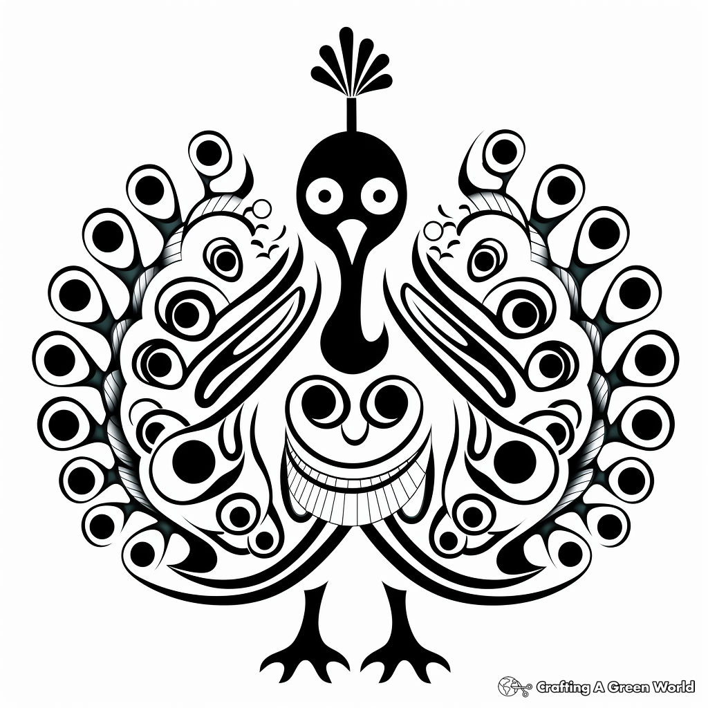 Japanese-inspired Peacock Coloring Pages 4