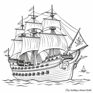Jolly Roger Pirate Ship Coloring Pages 1