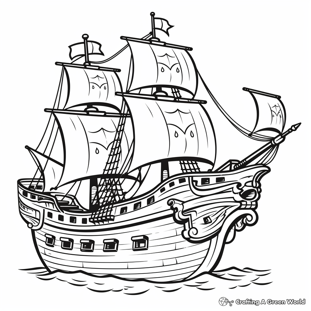 Jolly Roger Pirate Ship Coloring Pages 4