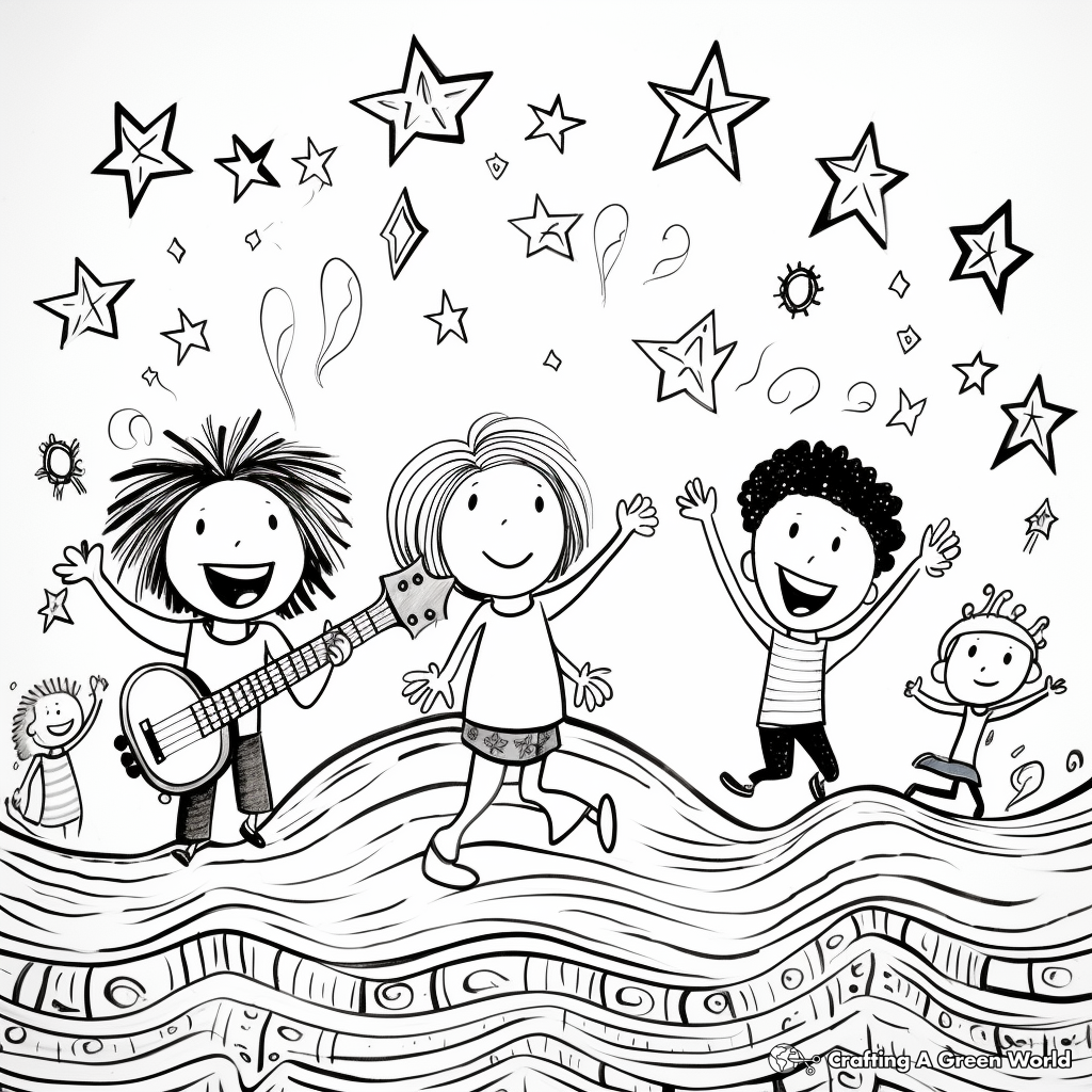Joyful Music Notes Positivity Coloring Pages 1