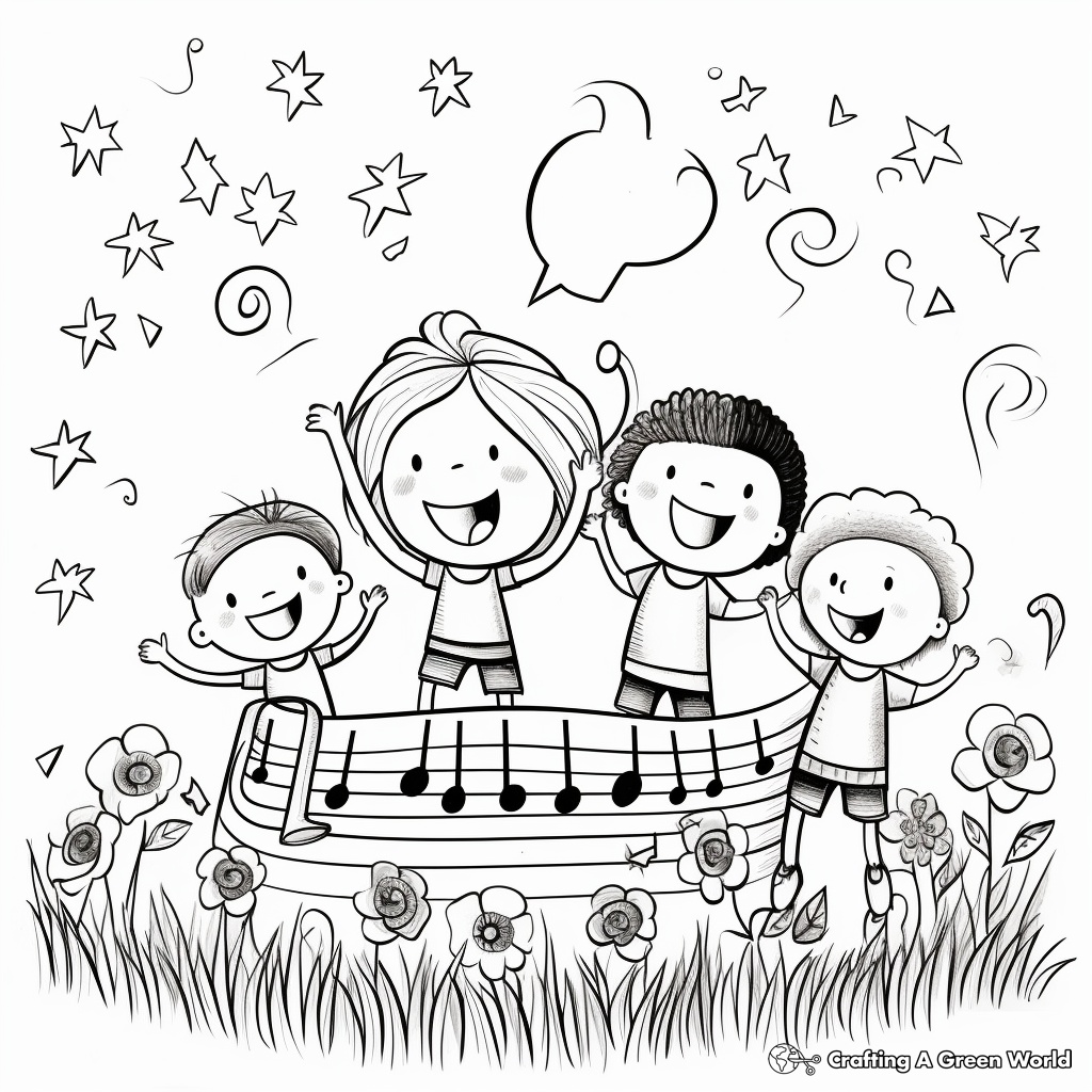 Joyful Music Notes Positivity Coloring Pages 4