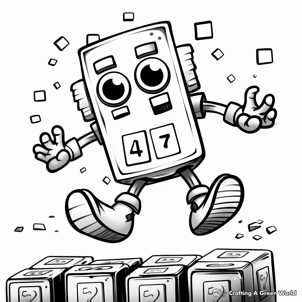 Jumping Numberblock Seven Coloring Pages 1