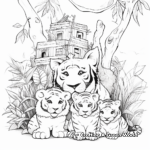 Jungle Home: Tiger Family in their Habitat Coloring Pages 1