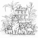 Jungle Home: Tiger Family in their Habitat Coloring Pages 2