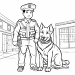 K9 Unit Coloring Pages: Police Dog and Officer Together 3