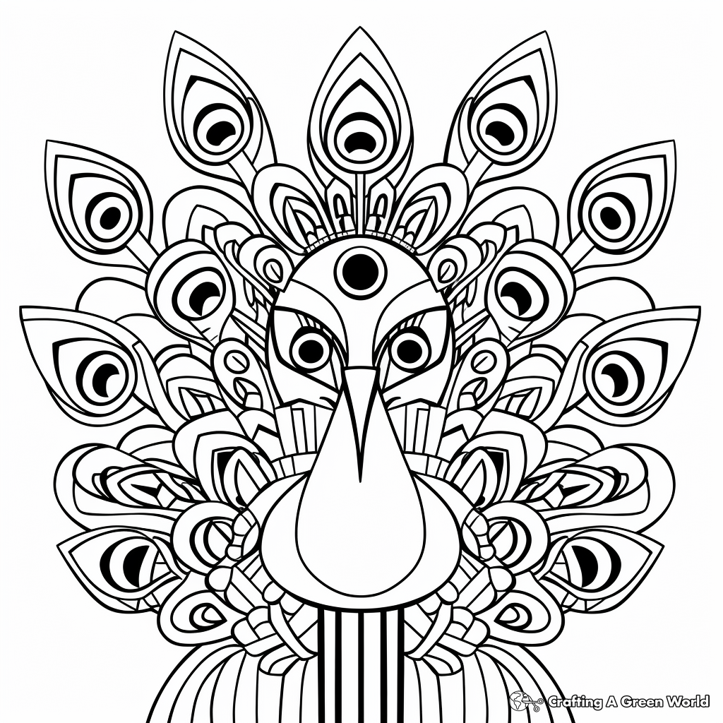 Kaleidoscopic Peacock Coloring Pages 1