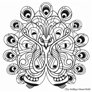 Kaleidoscopic Peacock Coloring Pages 4