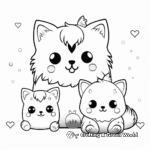 Kawaii Fox Family: Mama, Papa, and Baby Fox Coloring Pages 4