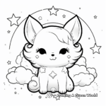 Kawaii Fox in a Dreamy Night Sky Coloring Pages 1