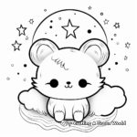 Kawaii Fox in a Dreamy Night Sky Coloring Pages 2